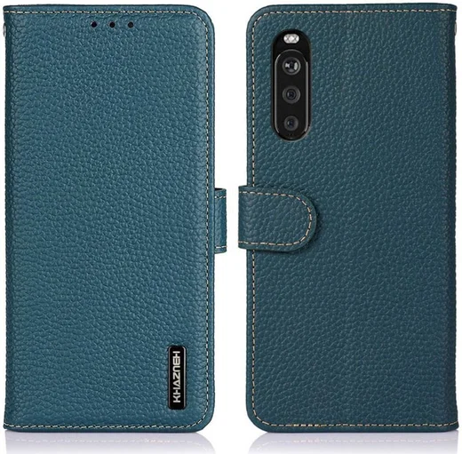 KHAZNEH Sony Xperia 10 III Hoesje Wallet Book Case Echt Leer Groen afbeelding 8