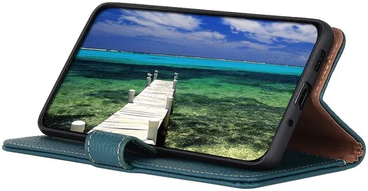 KHAZNEH Sony Xperia 10 III Hoesje Wallet Book Case Echt Leer Groen afbeelding 4