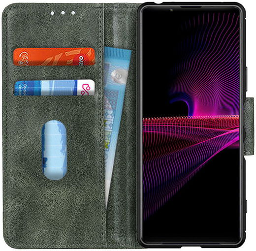 Sony Xperia 1 III Hoesje Portemonnee Book Case Kunstleer Groen afbeelding 1
