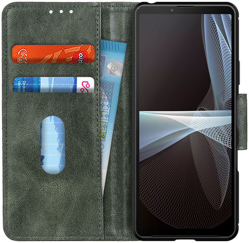 Sony Xperia 10 III Hoesje Portemonnee Book Case Kunstleer Groen afbeelding 1