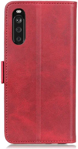 Sony Xperia 10 III Hoesje Portemonnee Kunstleer Book Case Rood afbeelding 2