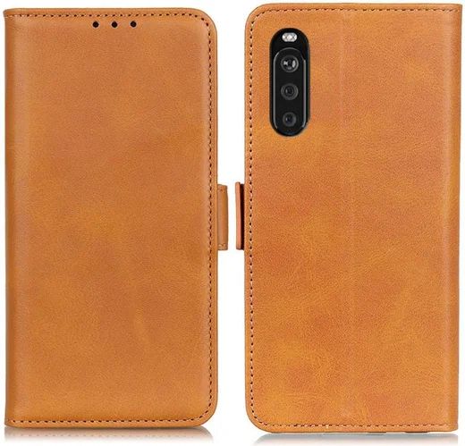 Sony Xperia 10 III Hoesje Portemonnee Kunstleer Book Case Lichtbruin afbeelding 7