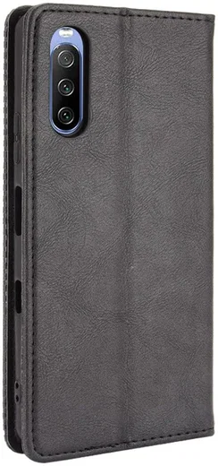 Sony Xperia 10 III Hoesje Book Case Vintage Portemonnee Zwart afbeelding 3