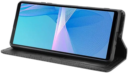 Sony Xperia 10 III Hoesje Book Case Vintage Portemonnee Zwart afbeelding 5