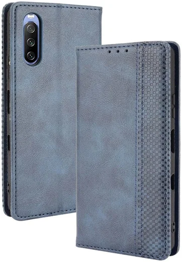 Sony Xperia 10 III Hoesje Book Case Vintage Portemonnee Blauw afbeelding 1