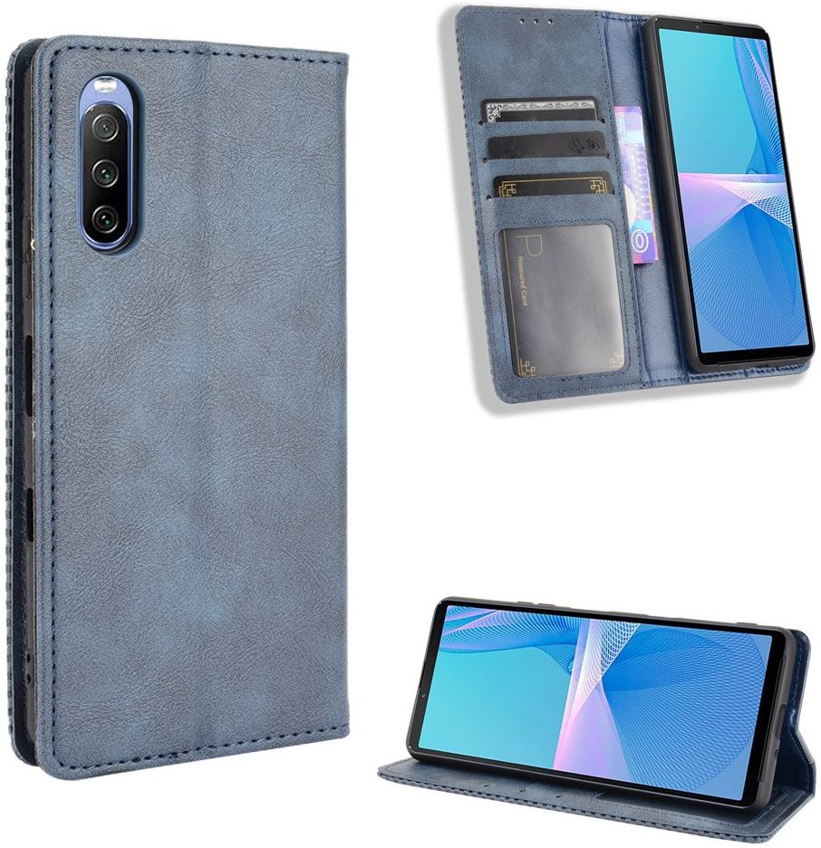Sony Xperia 10 III Hoesje Book Case Vintage Portemonnee Blauw afbeelding 8