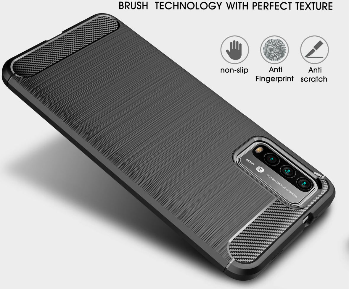 Xiaomi Redmi 9T Hoesje Geborsteld TPU Flexibele Back Cover Zwart afbeelding 6