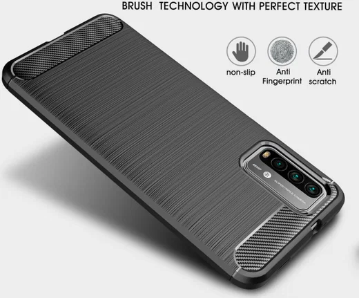 Xiaomi Redmi 9T Hoesje Geborsteld TPU Flexibele Back Cover Zwart afbeelding 6