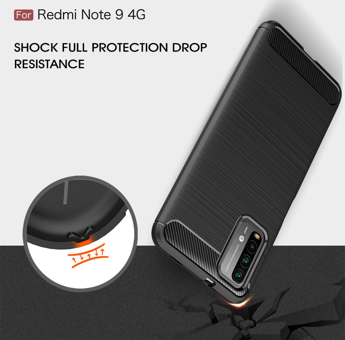 Xiaomi Redmi 9T Hoesje Geborsteld TPU Flexibele Back Cover Zwart afbeelding 9