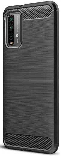 Xiaomi Redmi 9T Hoesje Geborsteld TPU Flexibele Back Cover Zwart afbeelding 1