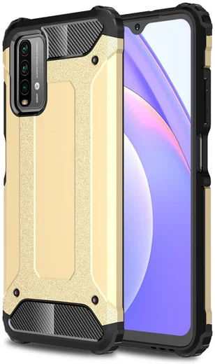 Xiaomi Poco M3/Redmi 9T Hoesje Shock Proof Hybride Back Cover Goud afbeelding 1