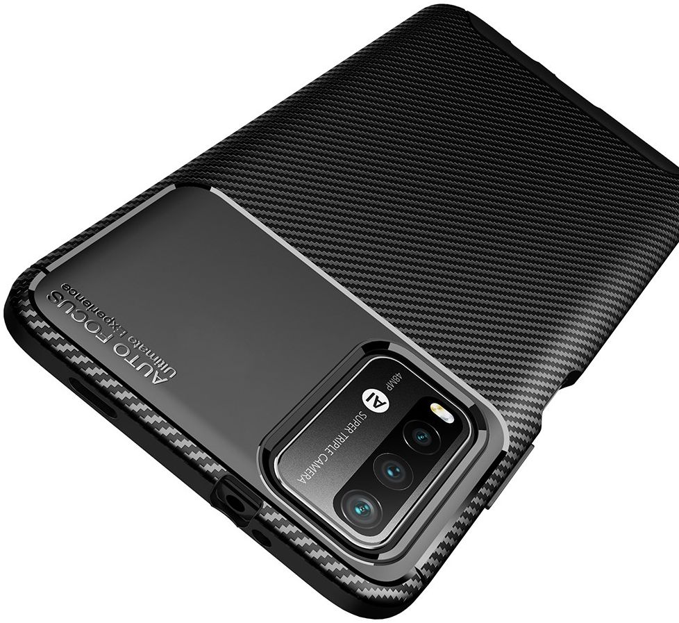 Xiaomi Redmi 9T Hoesje Siliconen Carbon TPU Back Cover Zwart afbeelding 6