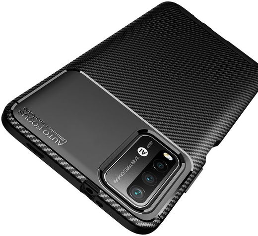 Xiaomi Redmi 9T Hoesje Siliconen Carbon TPU Back Cover Zwart afbeelding 6
