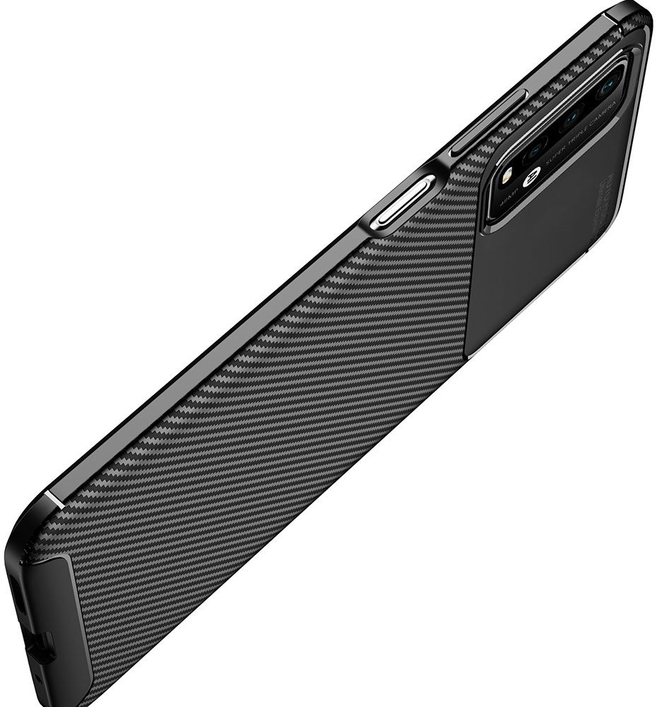 Xiaomi Redmi 9T Hoesje Siliconen Carbon TPU Back Cover Zwart afbeelding 8