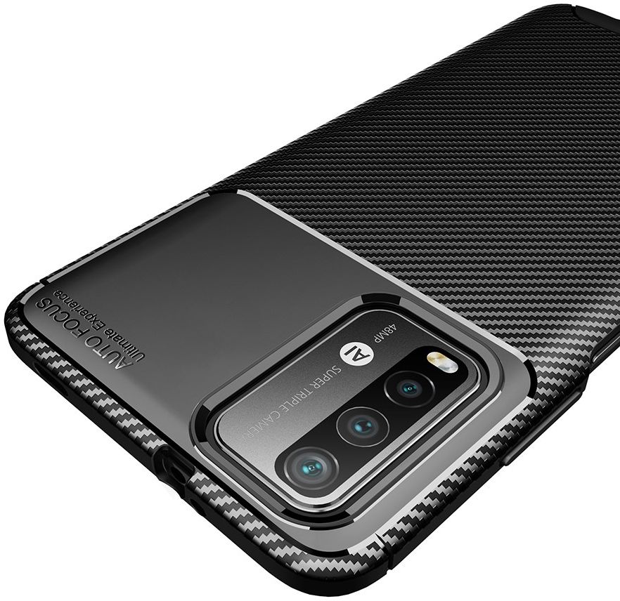 Xiaomi Redmi 9T Hoesje Siliconen Carbon TPU Back Cover Zwart afbeelding 11