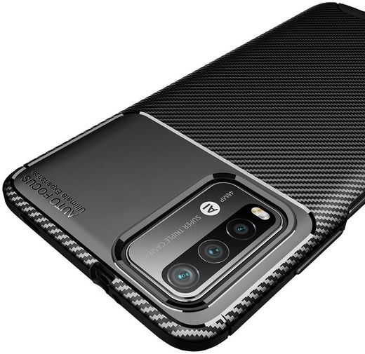 Xiaomi Redmi 9T Hoesje Siliconen Carbon TPU Back Cover Zwart afbeelding 11
