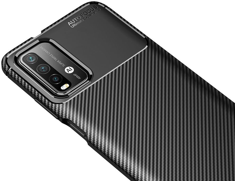 Xiaomi Redmi 9T Hoesje Siliconen Carbon TPU Back Cover Zwart afbeelding 12