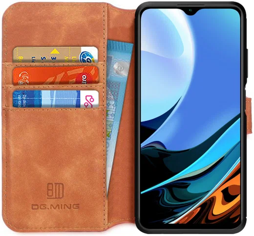 Xiaomi Redmi 9T Hoesje Retro Wallet Book Case Bruin afbeelding 1