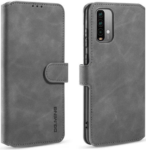 Xiaomi Redmi 9T Hoesje Retro Wallet Book Case Grijs afbeelding 4