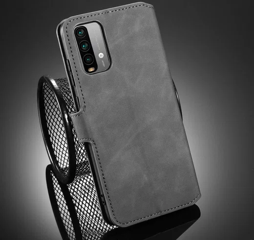 Xiaomi Redmi 9T Hoesje Retro Wallet Book Case Grijs afbeelding 9