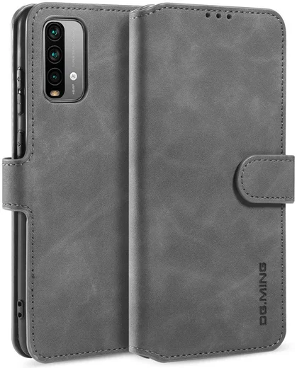 Xiaomi Redmi 9T Hoesje Retro Wallet Book Case Grijs afbeelding 2
