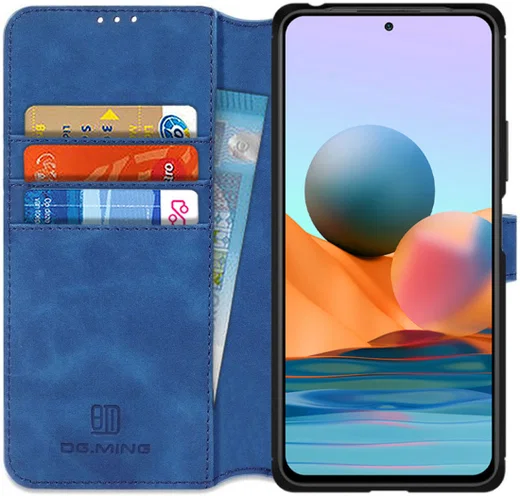 Xiaomi Redmi Note 10 Pro Hoesje Retro Wallet Book Case Blauw afbeelding 1