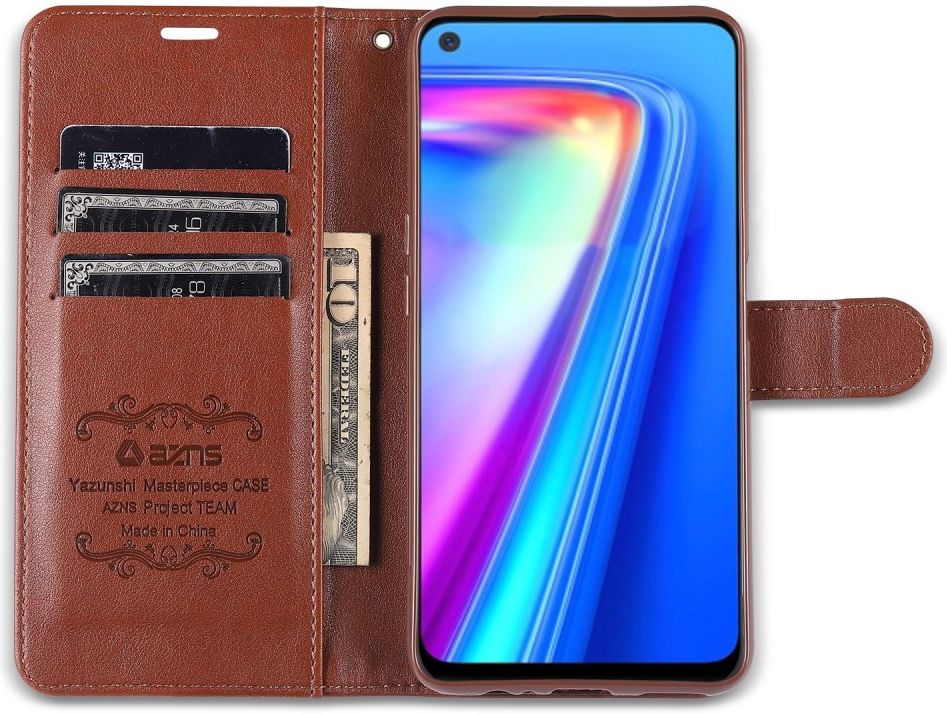 AZNS Oppo A74 5G Hoesje Portemonnee Book Case Bruin afbeelding 3