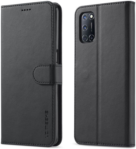 LC.IMEEKE Oppo A54 / A74 5G Hoesje Book Case Kunst Leer Zwart afbeelding 4