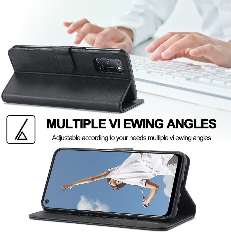 LC.IMEEKE Oppo A54 / A74 5G Hoesje Book Case Kunst Leer Zwart afbeelding 7