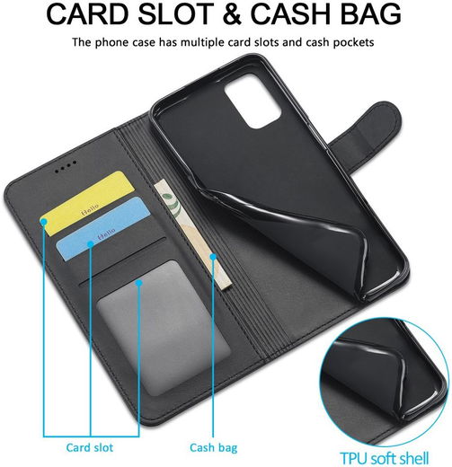 LC.IMEEKE Oppo A54 / A74 5G Hoesje Book Case Kunst Leer Zwart afbeelding 8