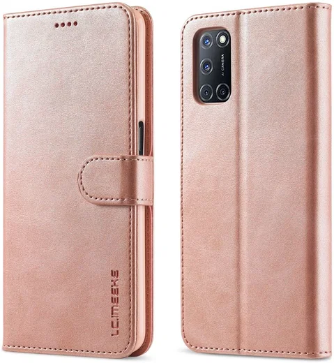 LC.IMEEKE Oppo A54 5G / A74 5G Hoesje Book Case Kunst Leer Roze Goud afbeelding 4