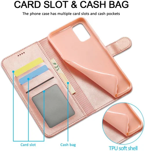 LC.IMEEKE Oppo A54 5G / A74 5G Hoesje Book Case Kunst Leer Roze Goud afbeelding 8