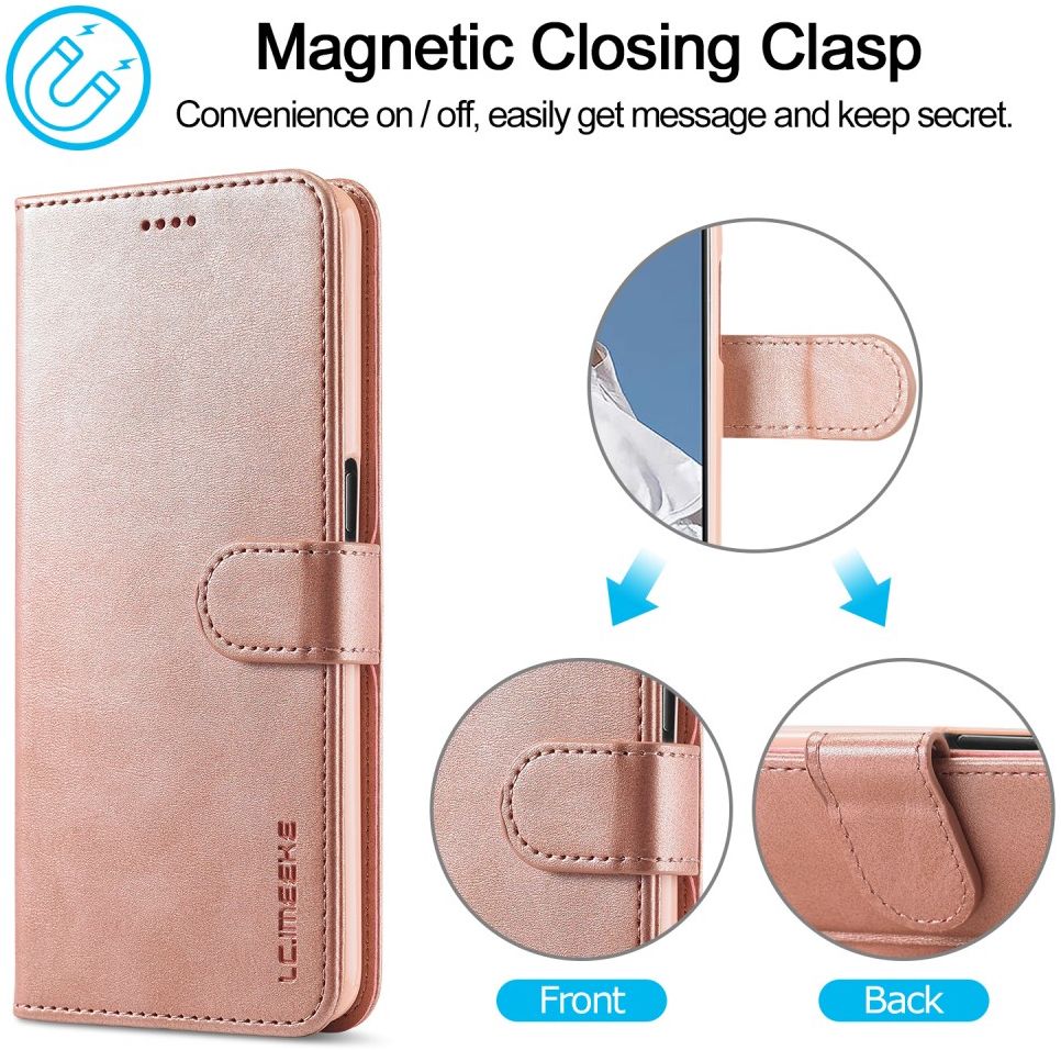 LC.IMEEKE Oppo A54 5G / A74 5G Hoesje Book Case Kunst Leer Roze Goud afbeelding 9