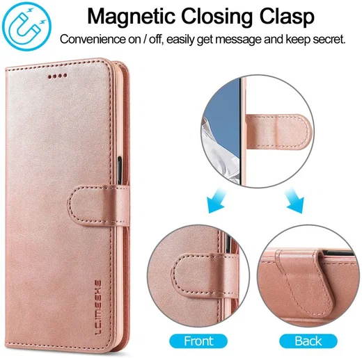 LC.IMEEKE Oppo A54 5G / A74 5G Hoesje Book Case Kunst Leer Roze Goud afbeelding 9