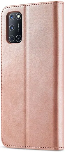 LC.IMEEKE Oppo A54 5G / A74 5G Hoesje Book Case Kunst Leer Roze Goud afbeelding 2