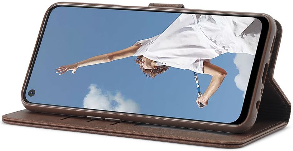 LC.IMEEKE Oppo A54 5G / A74 5G Hoesje Book Case Kunst Leer Bruin afbeelding 3
