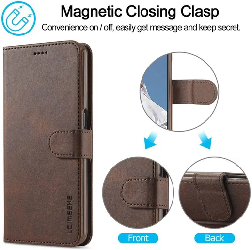 LC.IMEEKE Oppo A54 5G / A74 5G Hoesje Book Case Kunst Leer Bruin afbeelding 9