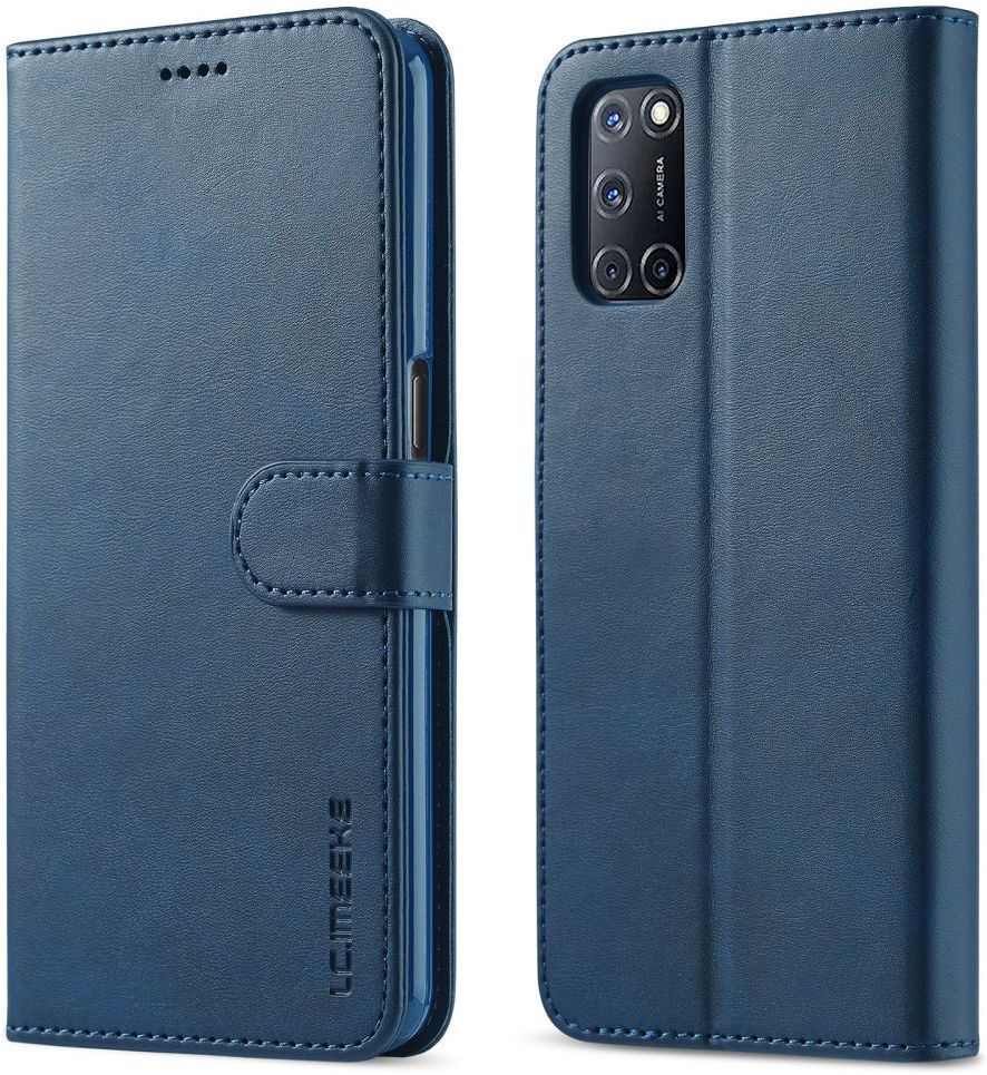 LC.IMEEKE Oppo A54 5G / A74 5G Hoesje Book Case Kunst Leer Blauw afbeelding 4