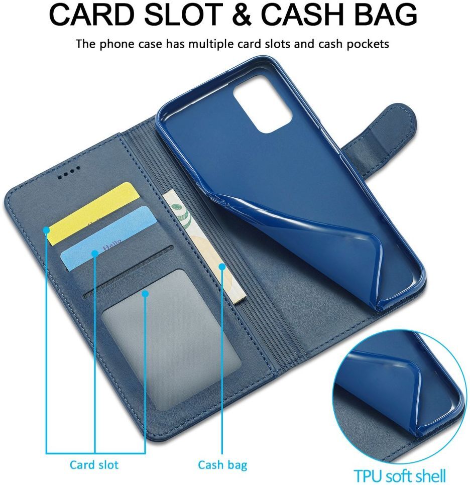 LC.IMEEKE Oppo A54 5G / A74 5G Hoesje Book Case Kunst Leer Blauw afbeelding 8