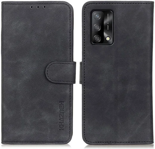 KHAZNEH Oppo A74 4G Hoesje Hoesje Retro Wallet Book Case Zwart afbeelding 2