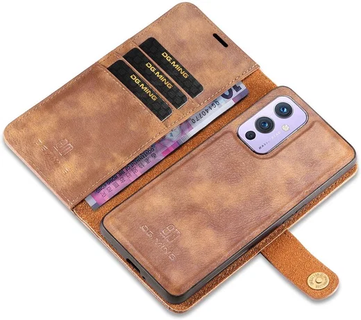 OnePlus 9 Hoesje 2-in-1 Book Case en Back Cover Bruin afbeelding 2