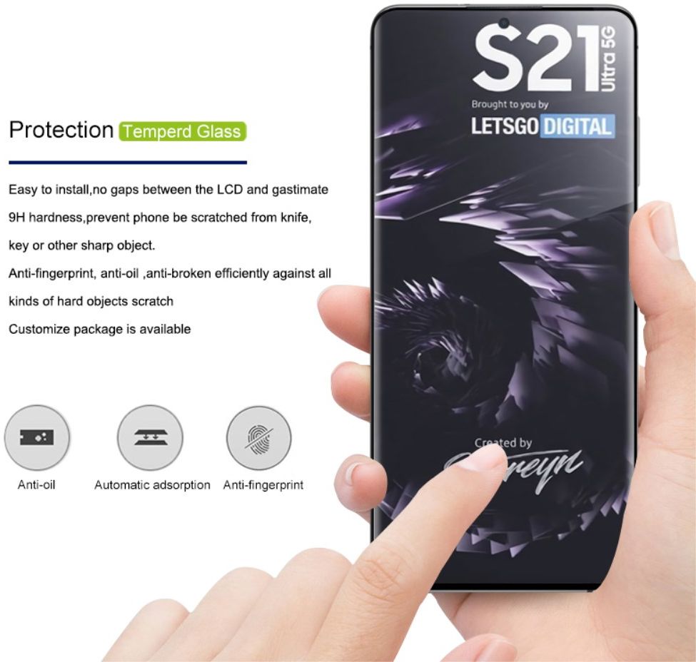 Samsung Galaxy S21 Ultra Screen Protector Tempered UV Glass Full Cover afbeelding 4