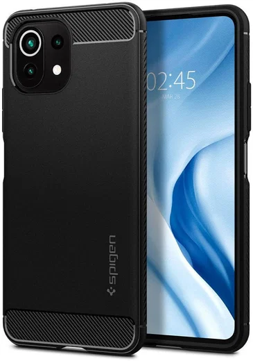Spigen Rugged Armor Xiaomi Mi 11 Lite 4G / 5G Hoesje Back Cover Zwart afbeelding 1