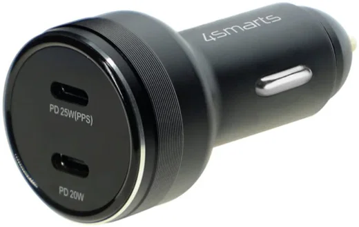 4smarts USB-C Dubbele Auto 45W Snellader Power Delivery Zwart afbeelding 1