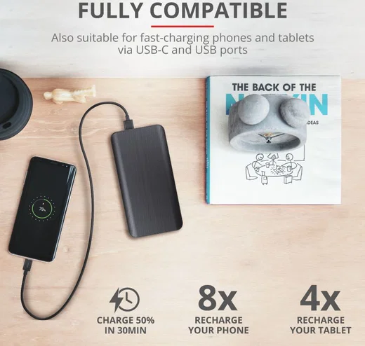 Trust Laro 65W Laptop/MacBook Powerbank 20.000 mAh USB/USB-C PD Zwart afbeelding 6