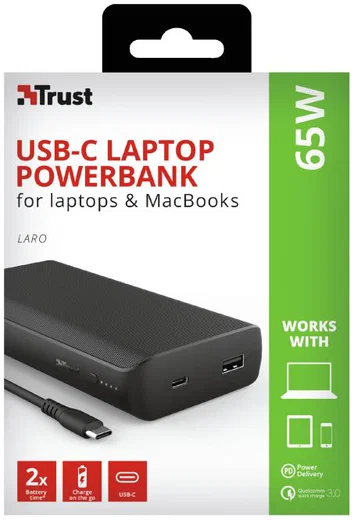 Trust Laro 65W Laptop/MacBook Powerbank 20.000 mAh USB/USB-C PD Zwart afbeelding 15