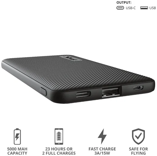 Trust Primo Ultra Dunne Mini Powerbank USB/USB-C 5.000 mAh Zwart afbeelding 10