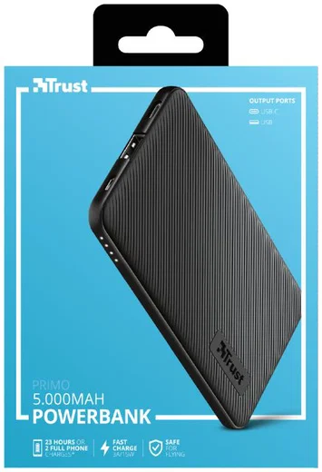 Trust Primo Ultra Dunne Mini Powerbank USB/USB-C 5.000 mAh Zwart afbeelding 14