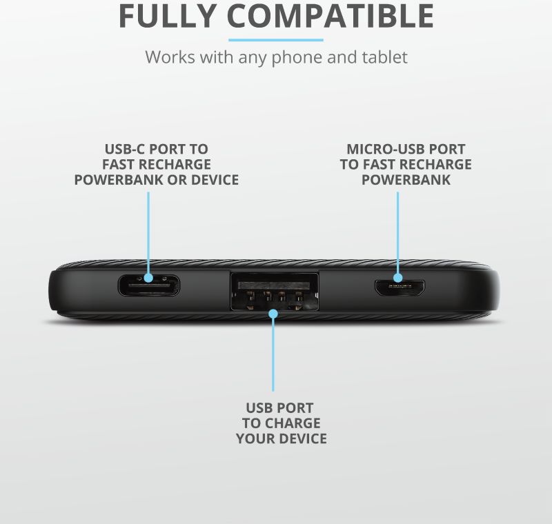 Trust Primo Ultra Dunne Mini Powerbank USB/USB-C 5.000 mAh Zwart afbeelding 7