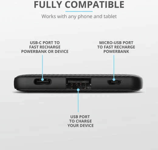 Trust Primo Ultra Dunne Mini Powerbank USB/USB-C 5.000 mAh Zwart afbeelding 7
